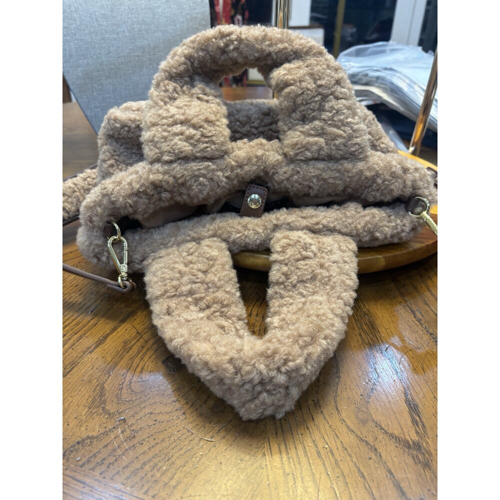 Laundry by Shelli Segal Y2K Los Angeles Small Brown Faux Fur Sherpa Crossbody - Picture 13 of 16